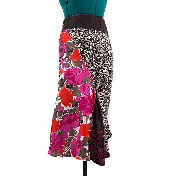 D.E.P.T. NWOT Brown and Pink Patchwork Style High Low Midi Skirt, XS - Picture 4 of 16